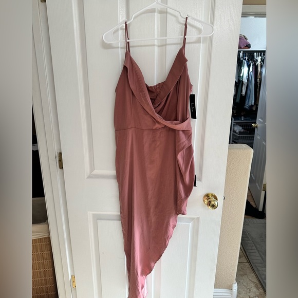 LULUS Let's Celebrate Tonight Mauve Satin Asymmetrical Dress - Picture 3 of 3